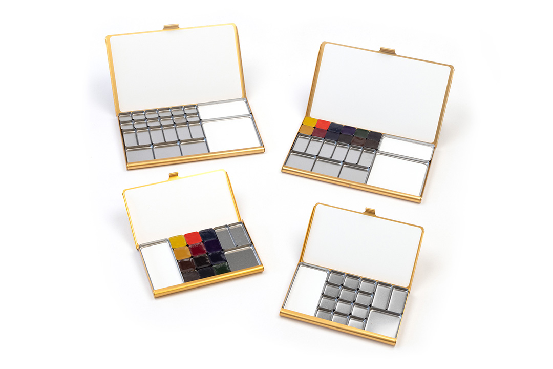 All four types of TRC USA x Art Toolkit watercolor palettes.