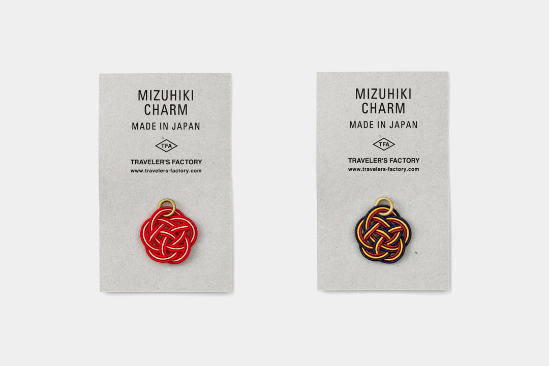 MIZUHIKI Charms in red and navy colors.
