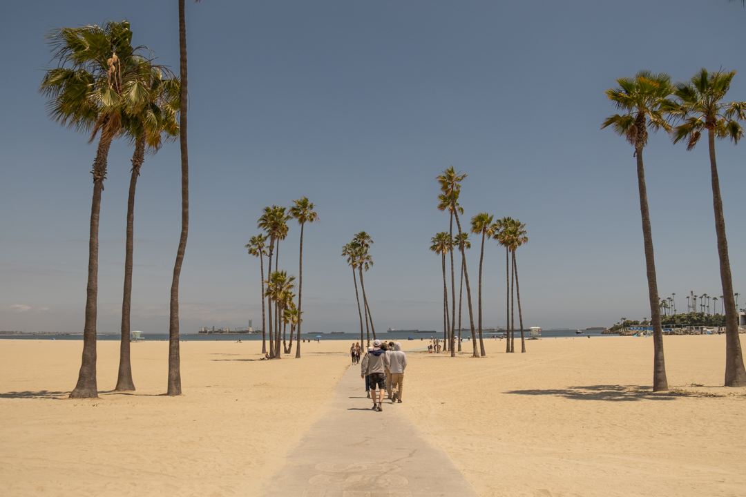 View of the expanse of the beach at Long Beach, CA.