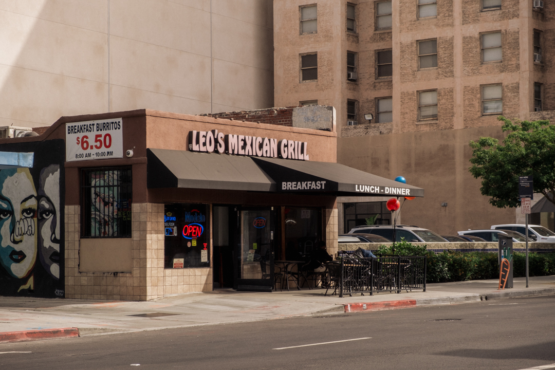 A view of Leo's Mexican Grill across the street from Intertrend.