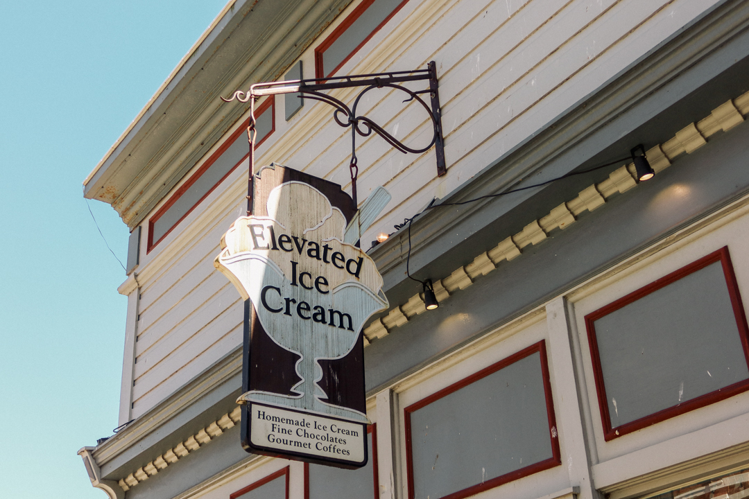 Vintage sign of Elevated Ice Cream.