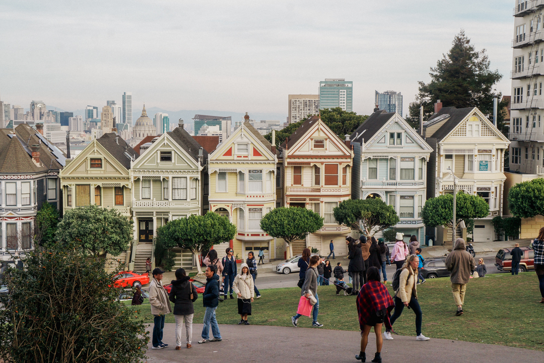 The colorful Painted Ladies Victorian-style homes in San Francisco.