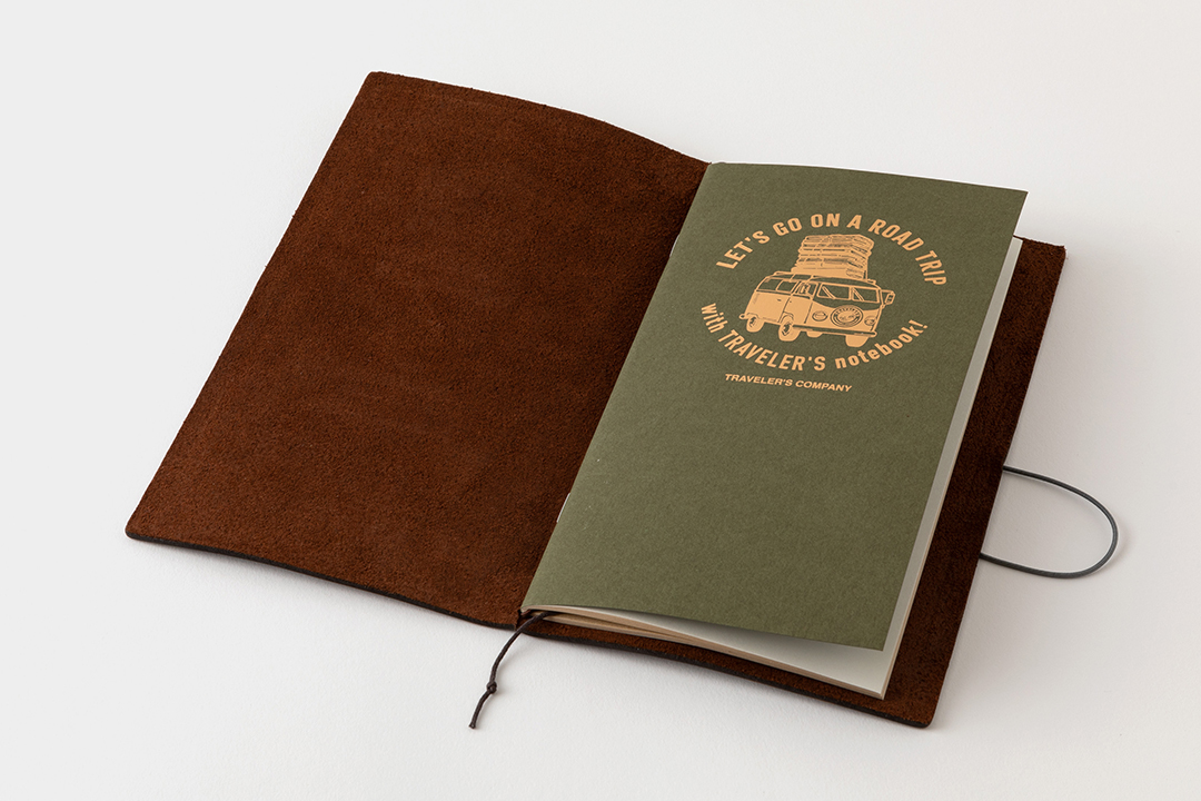 the TRAVELER'S notebook USA Road Trip Refill is embossed with gold foil.