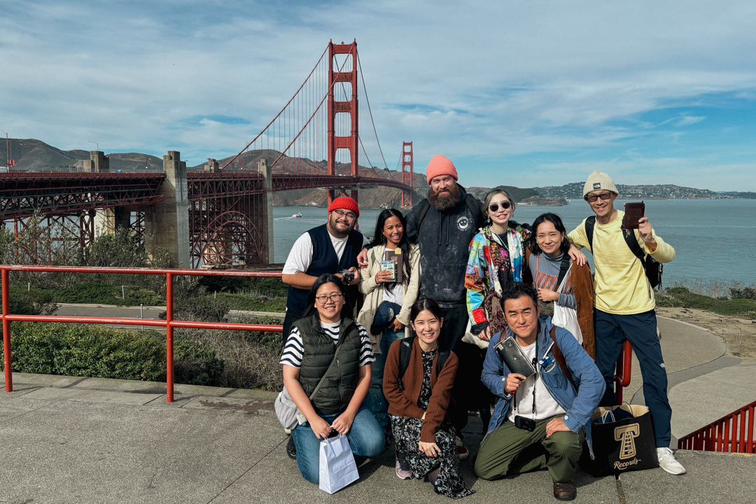 TRC team posing in front of the Golden Gate Bridge.