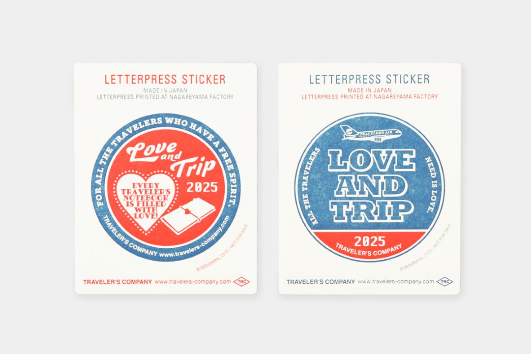 2025 New Year LOVE & TRIP Letterpress sticker present.