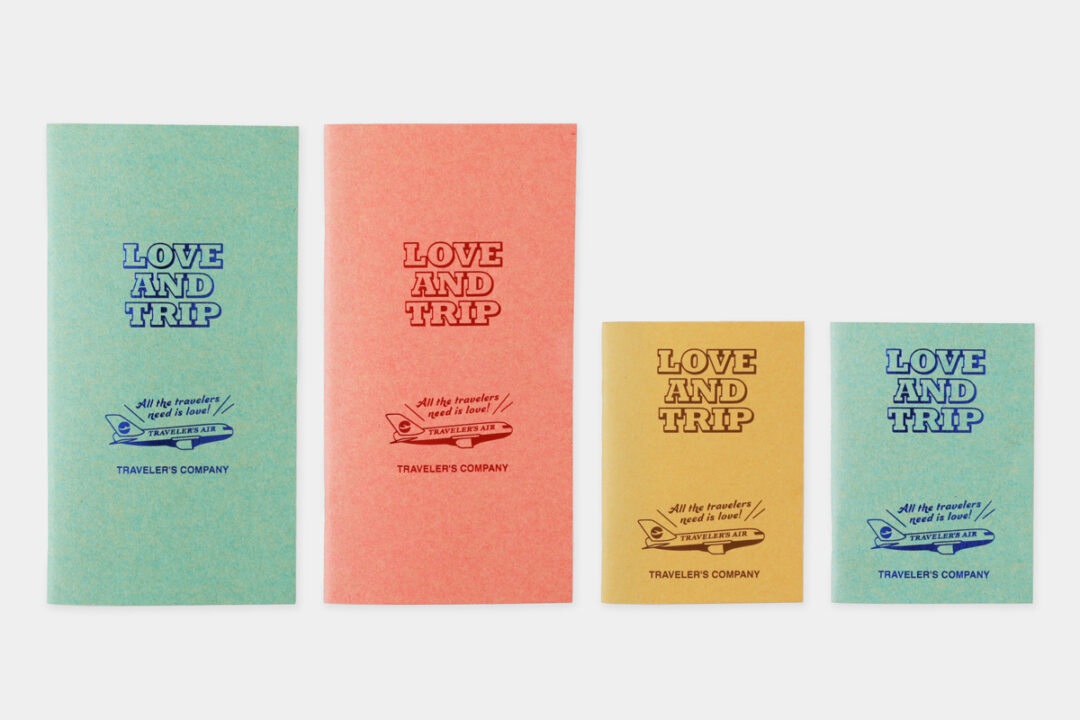 TRAVELER'S notebook Refills LOVE AND TRIP Edition in Regular Size and Passport Size.