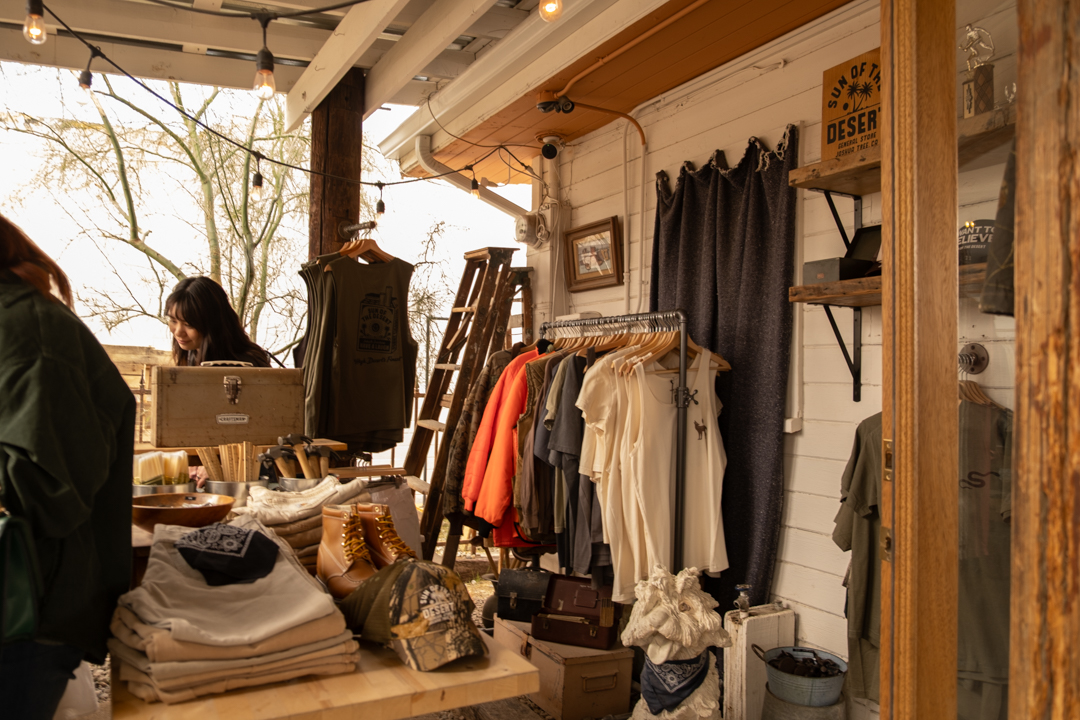 The interior of a vintage clothing store in Joshua Tree, California.