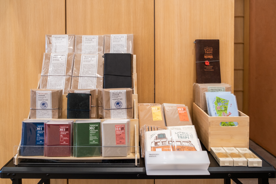TRAVELER'S notebook displays at the TRC USA pop-up at JINS Abbot Kinney.
