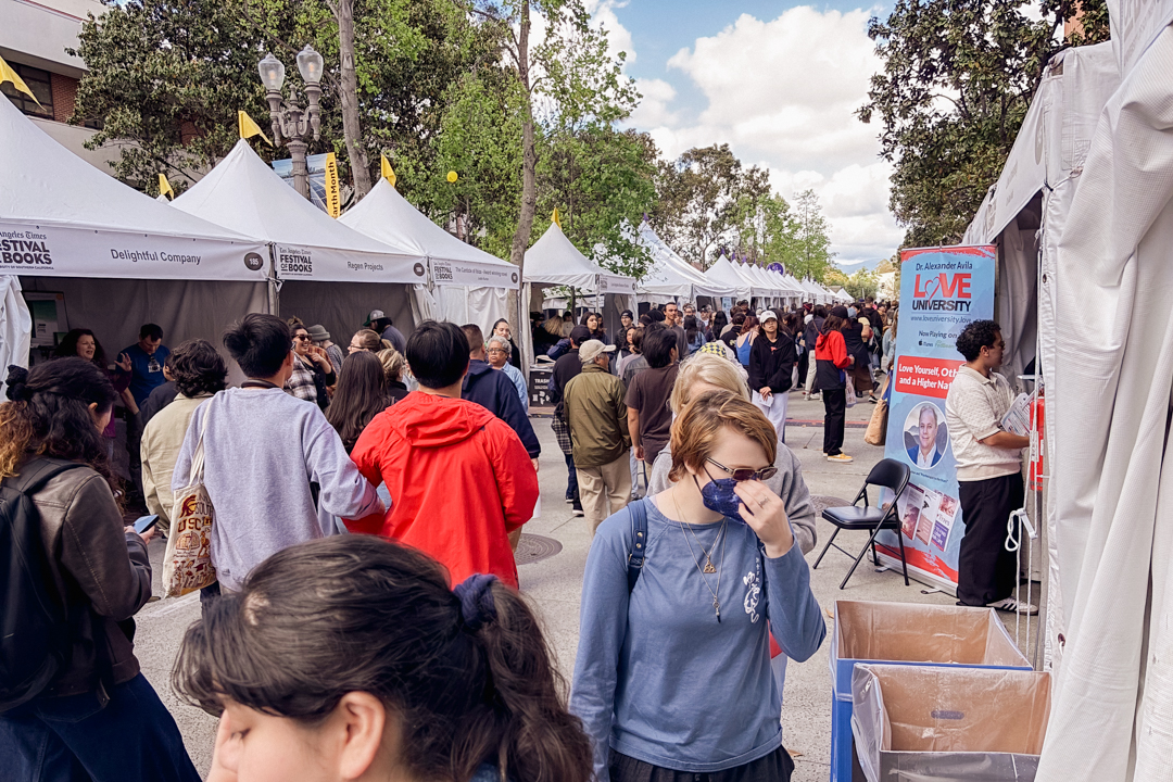 People shopping at the TRC USA booth at the L.A. Times Festival of Books.