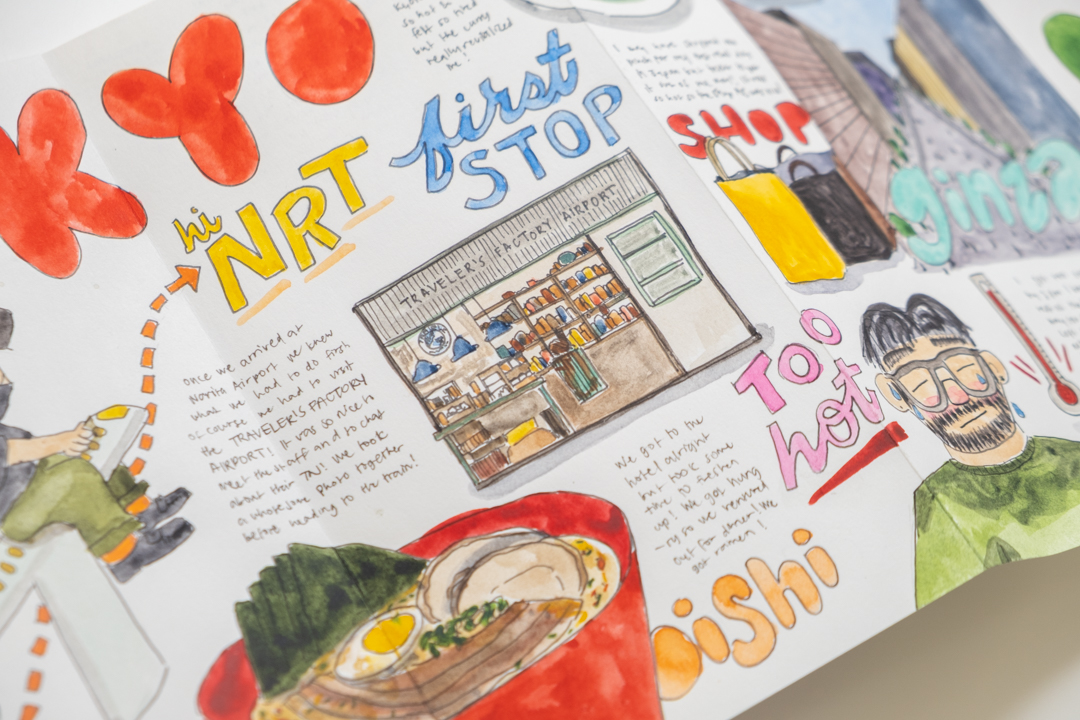 Illustrations of TRAVELER'S FACTORY Airport Store in the Accordion Fold Paper.