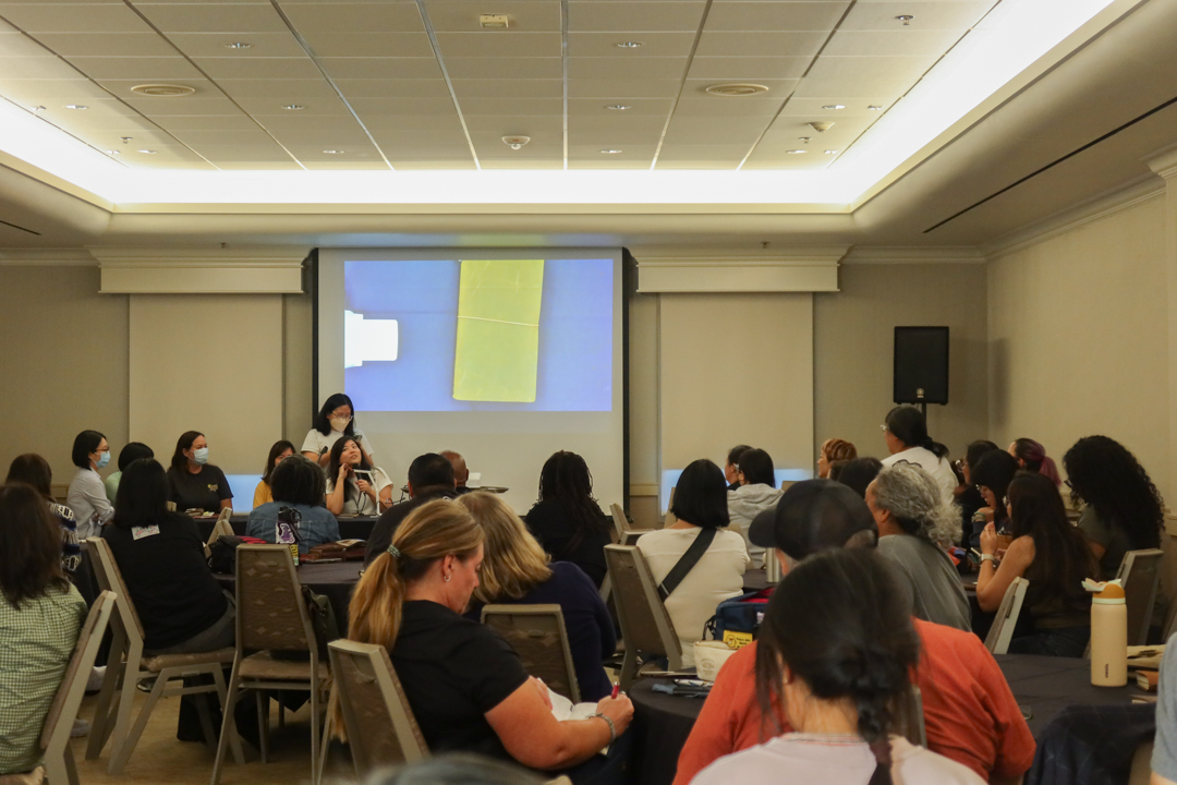 TRC USA staff interviewing panelists at the LOVE and TRIP Meetup and Panel event at the SF Pen Show.