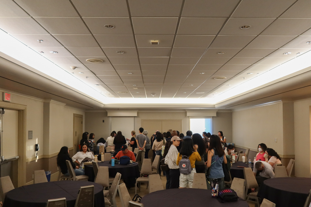 The crowd of attendees purchasing TRC USA items at the LOVE and TRIP Meetup and Panel event at the SF Pen Show.