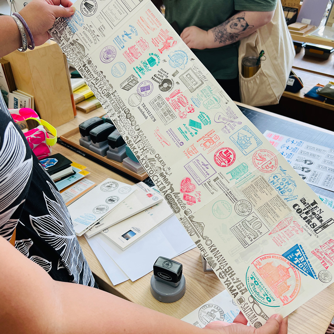 An accordion Fold paper refill that holds a large selection of TRC stamps.