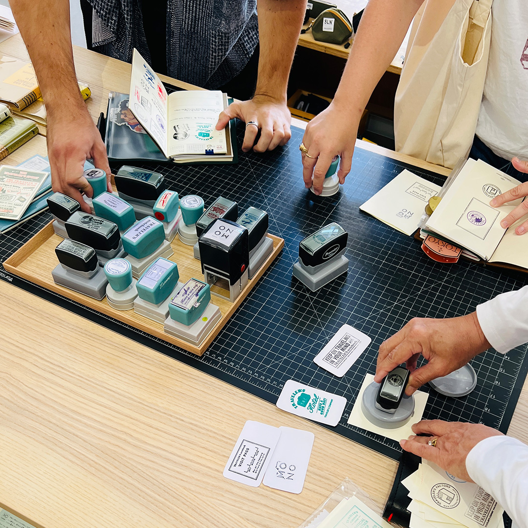 Users stamp the special stamps in their TRAVELER'S notebook or spare sheet of paper.