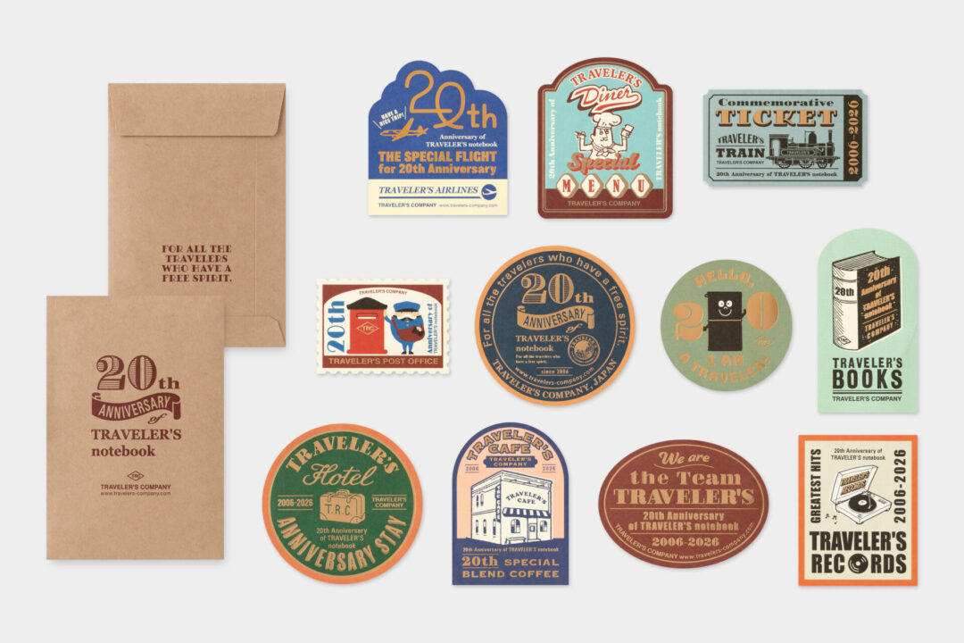 TRAVELER'S notebook 20th Anniversary Customization Set Stickers.