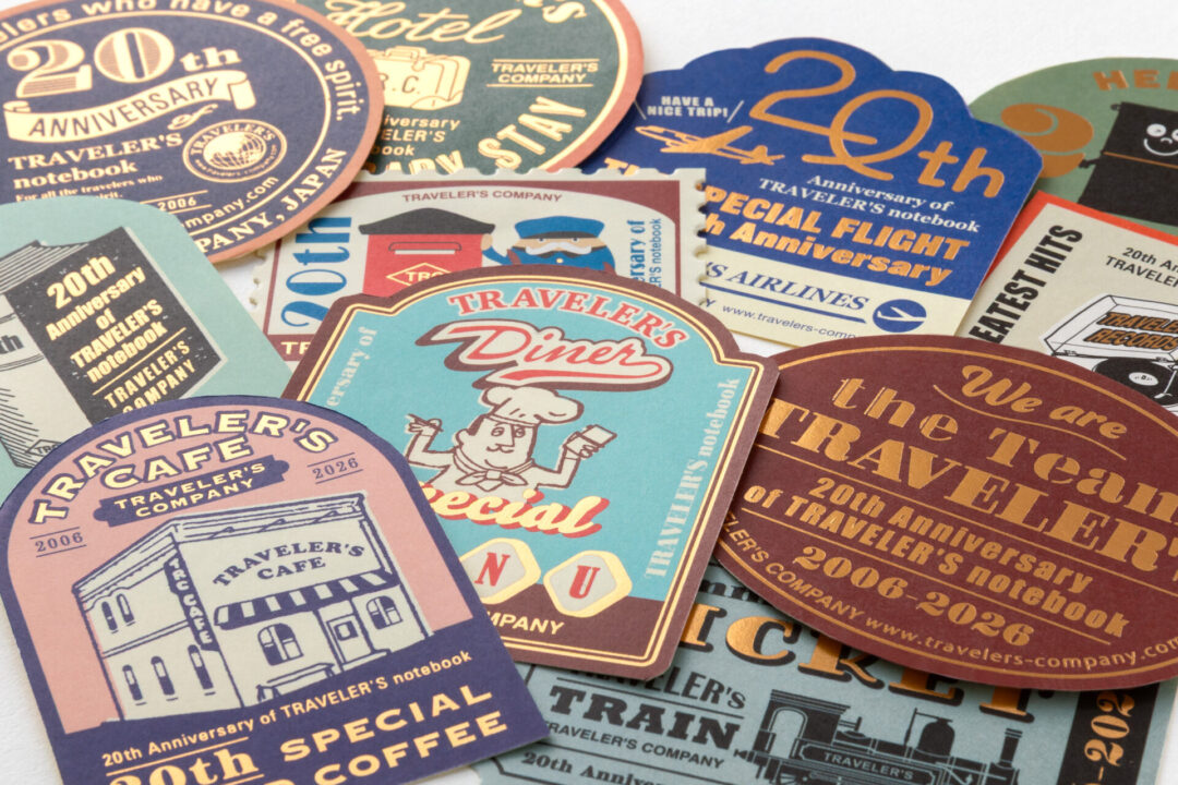 TRAVELER'S notebook 20th Anniversary Customization Set Stickers.