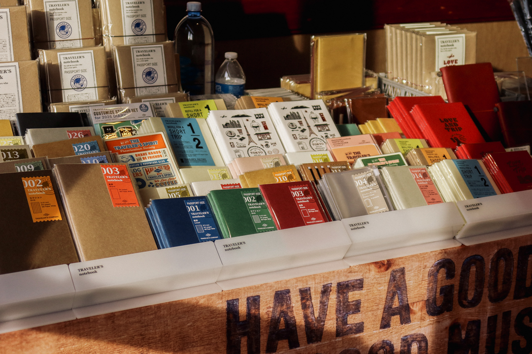 The TRC USA table is filled with TRAVELER’S COMPANY items and special TRAVELER'S FACTORY items, which were curated for the San Francisco Stationery Fest.