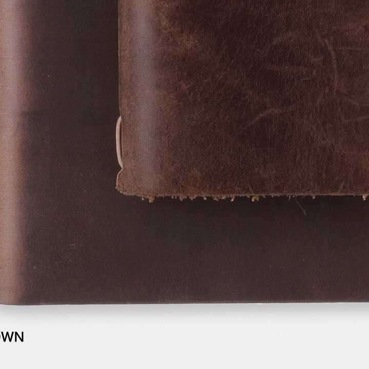 A close-up of a new Brown TRAVELER'S notebook beside a used Brown TRAVELER'S notebook to showcase the patina and aging process of leather with use and time.