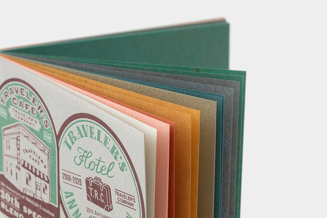 Inside pages of TRAVELER’S notebook Refill 20th Anniversary Sticker.