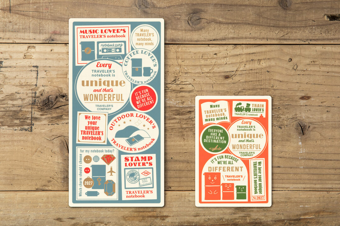 Plastic Sheet designs for 2027 DIARY featuring the theme: “Every TRAVELER’S notebook is unique and that’s wonderful.”