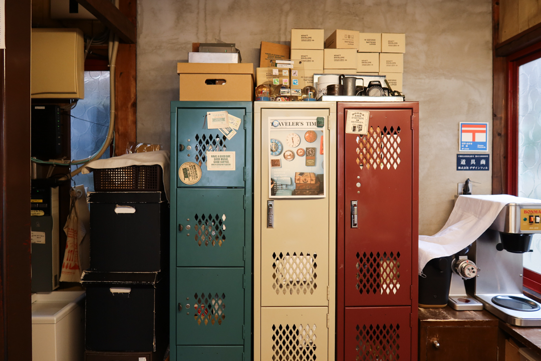 The interior of TRAVELER'S FACTORY Nakameguro filled with TRAVELER'S notebooks, inserts, stationery, and travel memorabilia.